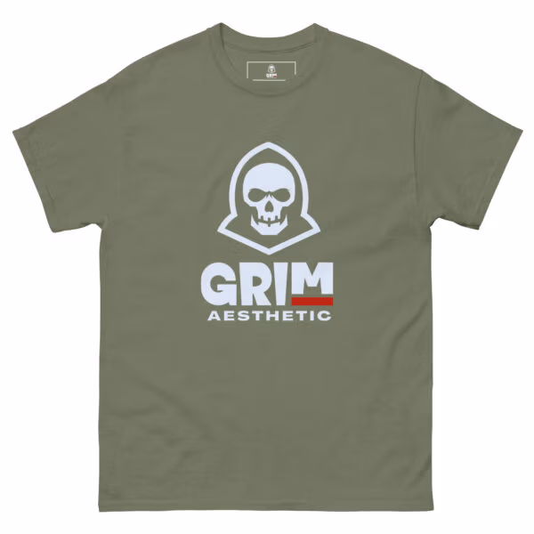 unisex-classic-tee-military-green-front-6a4eac0bc31a4-1.jpg Grim Aesthetic 100% Cotton Tee