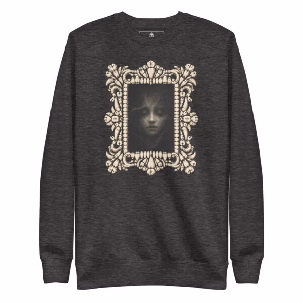 unisex-premium-sweatshirt-charcoal-heather-front-6a7f6b9db8c24.jpg Portrait of Absence Premium Sweatshirt